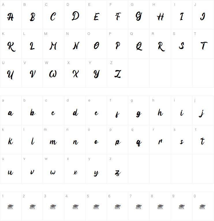 Viyona字体 Mappa dei caratteri