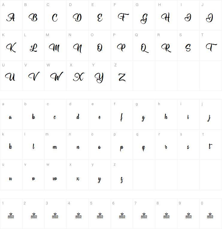 Allessa字体 Mappa dei caratteri
