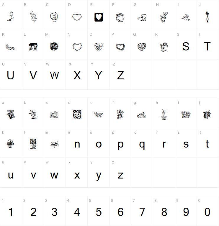Multicas 字 体 Mapa de caracteres