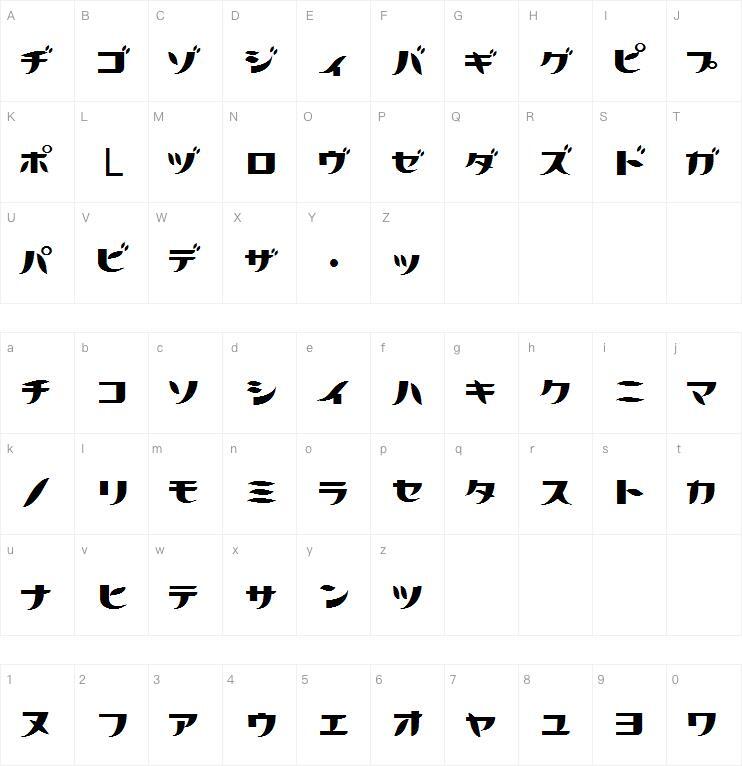 Cítricos字体 Mapa de personajes