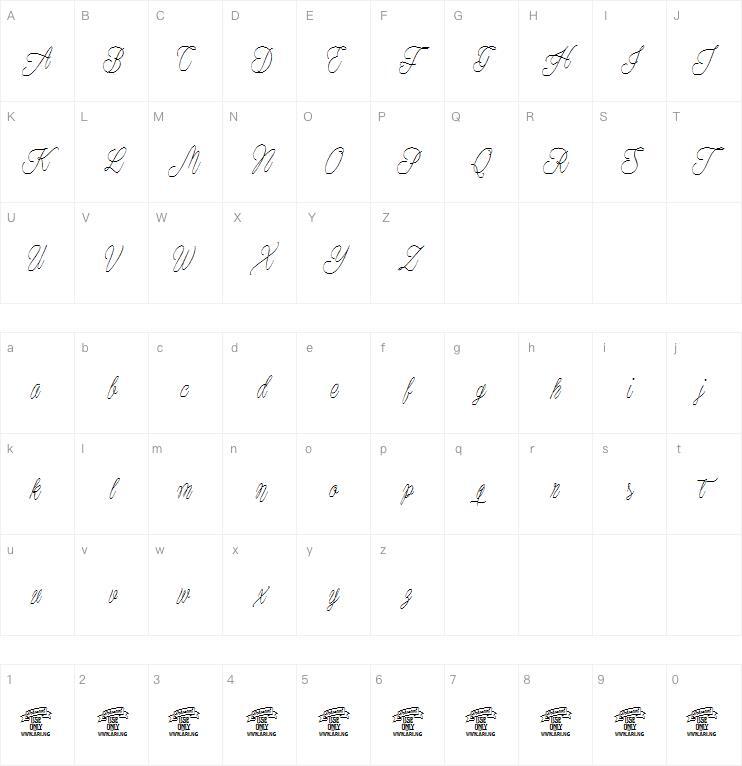Piatti Napery字体 Mappa dei caratteri