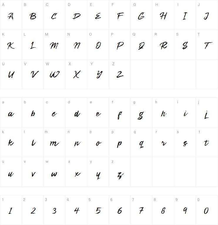 ゼンギエフ字体キャラクターマップ
