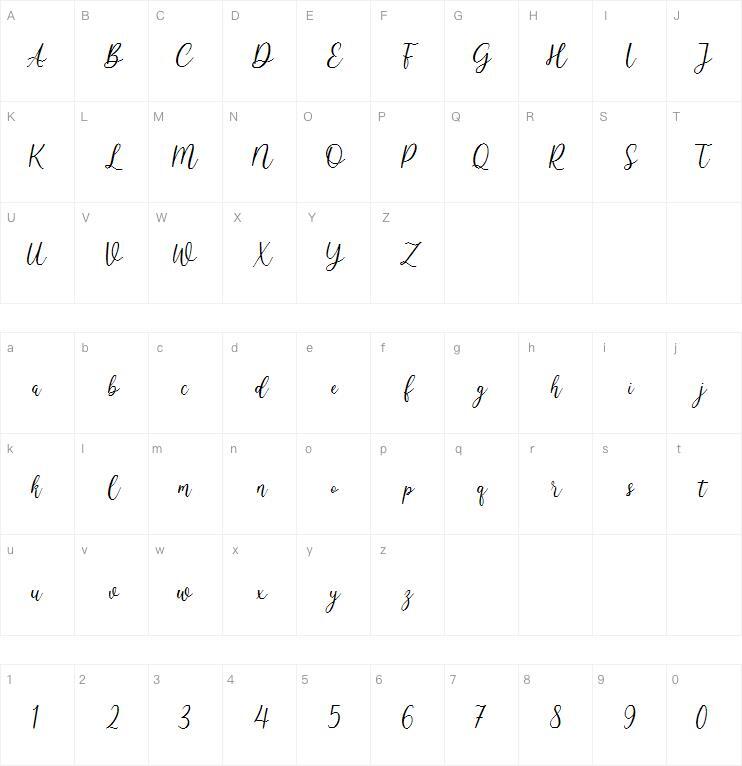 Célineharpe字体 Carte de caractère