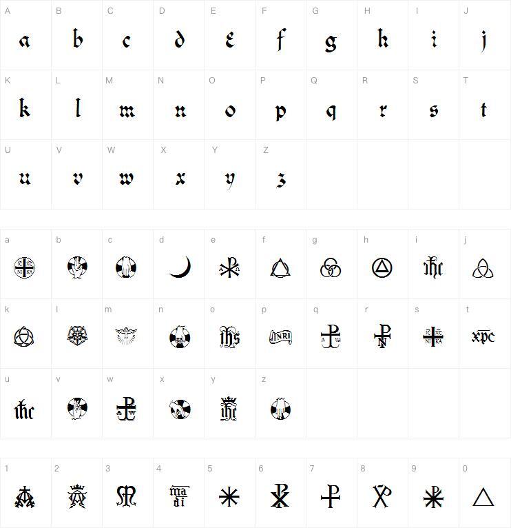 Chrześcijańskie ikony B Monogramy字 Mapa postaci