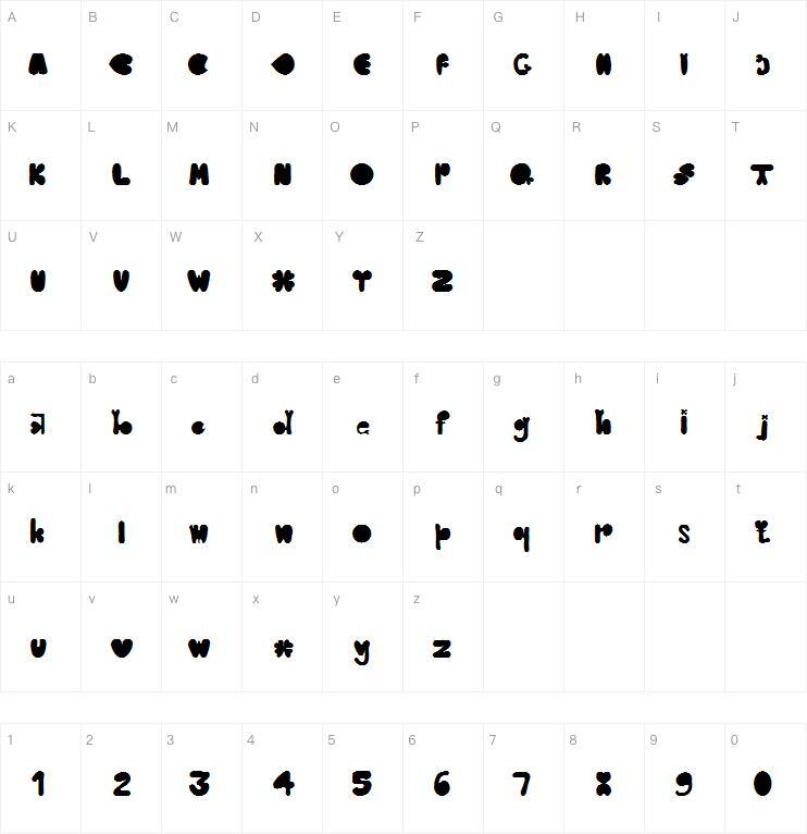 Clover Typeface字体 Carte de caractère