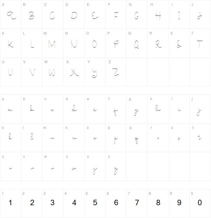 Choerunnisa字体 Mappa dei caratteri