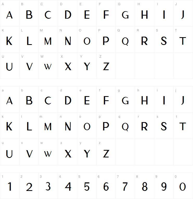 Cremona - Minimal Sans Serif Mappa dei caratteri