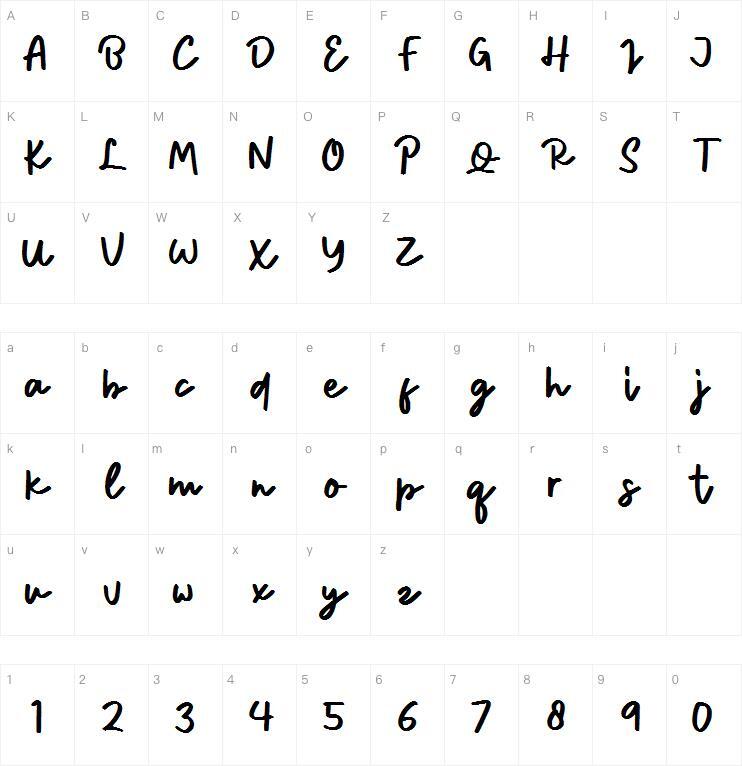 Hatimune字体 Zeichentabelle