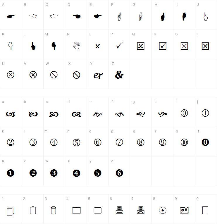 wingdings2字体下载 Character Map