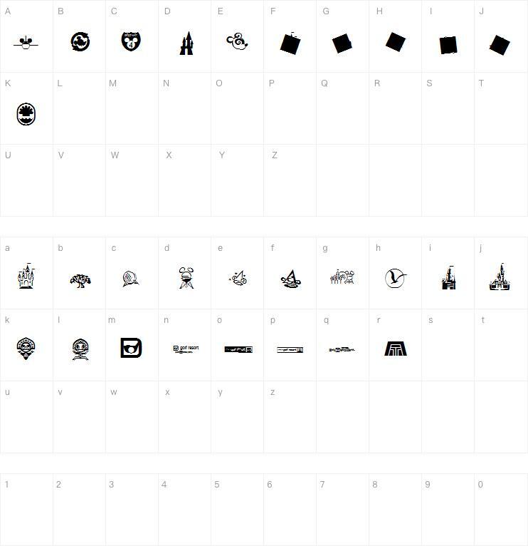 Метки мыши字体 Карта персонажей