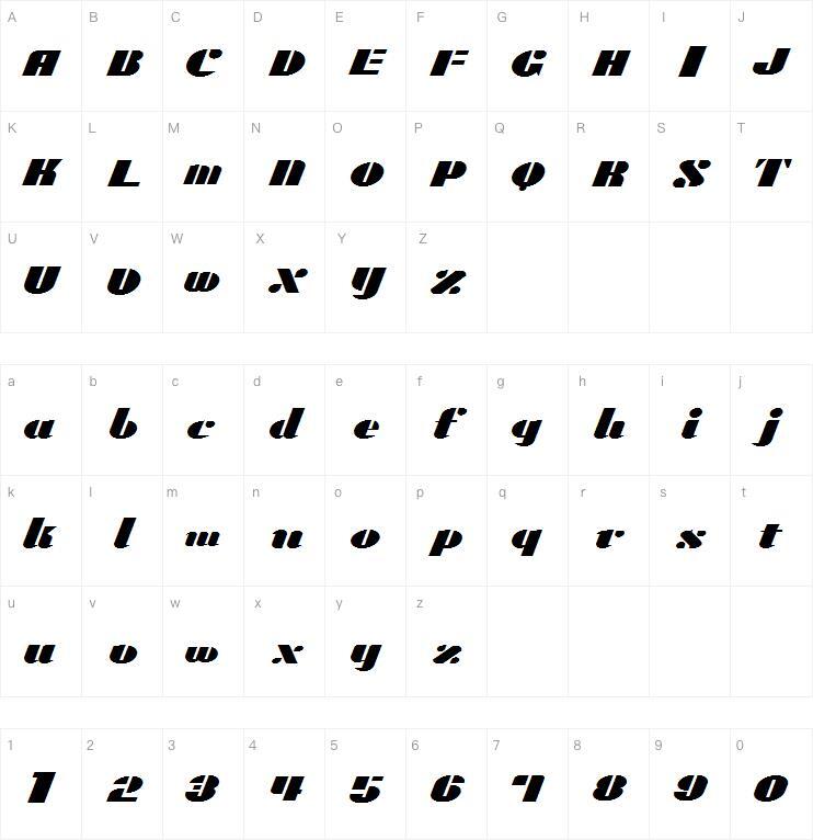 Caldiabold 字体字符图