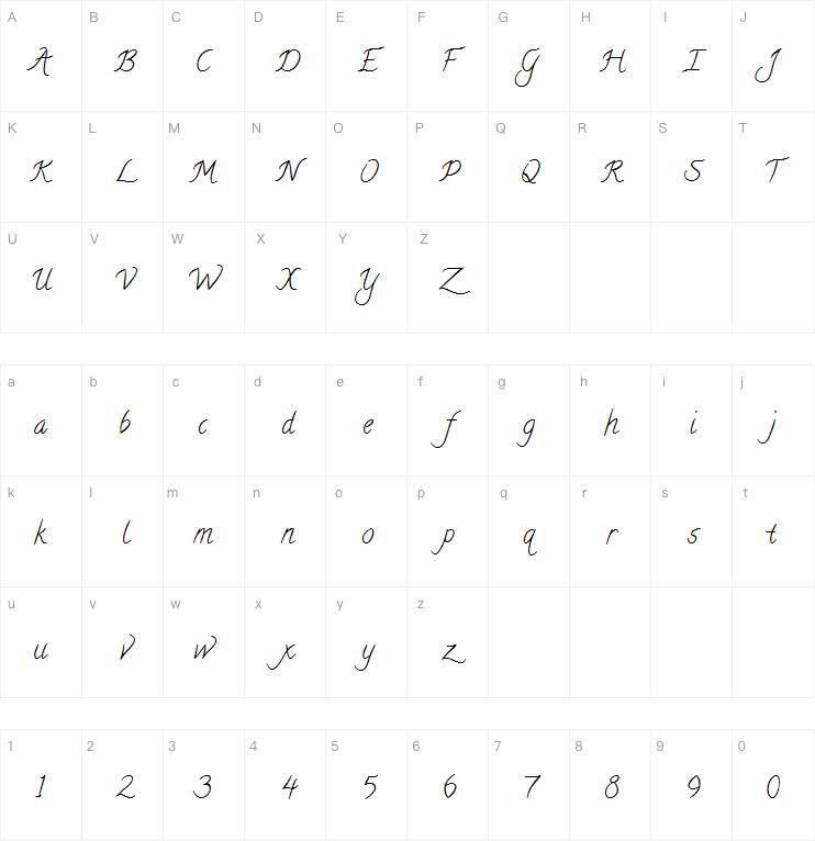 カリグラフィティ字体キャラクターマップ