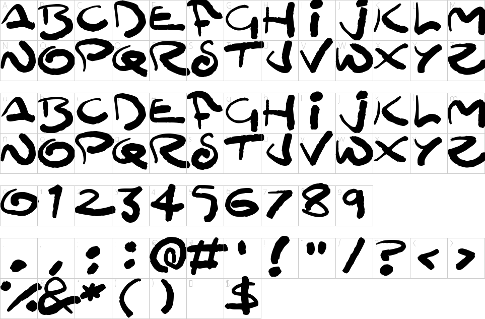 Moomoo Font Mappa dei caratteri