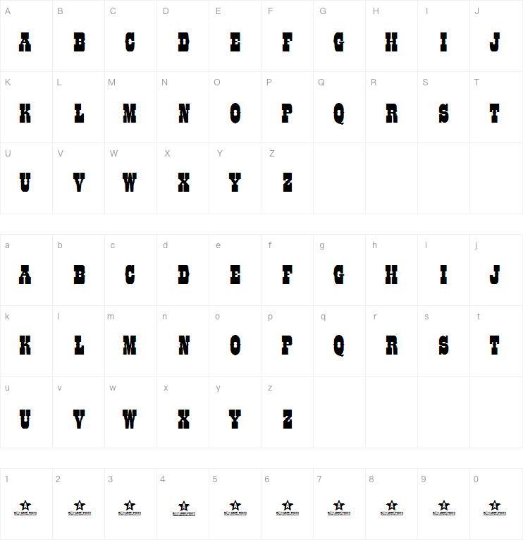 COLT 字体 Mappa dei caratteri