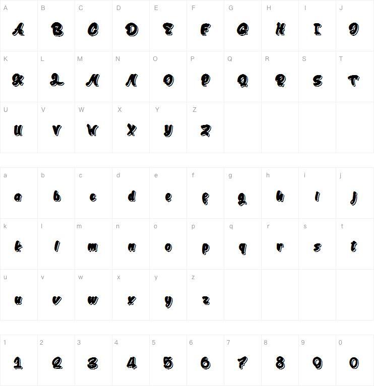 Poder de limpeza 字体 Mapa de caracteres
