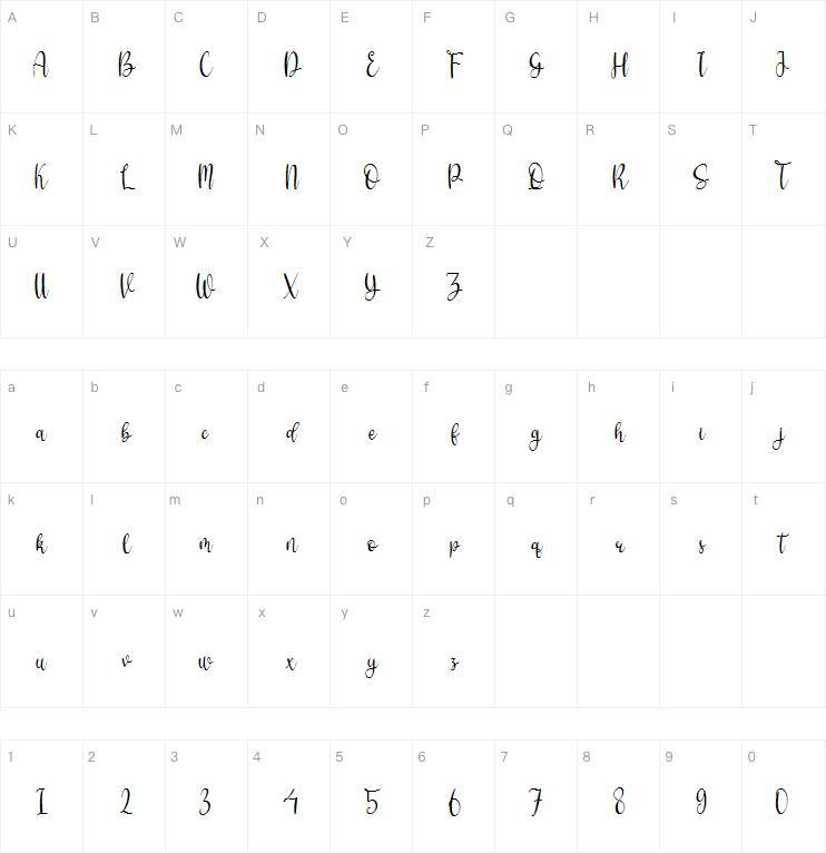 Cristalake 字体 Mapa de caracteres