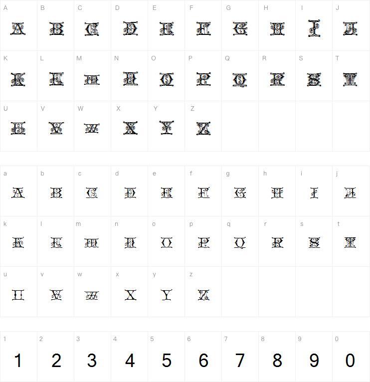 Blavicke capitals font Character Map
