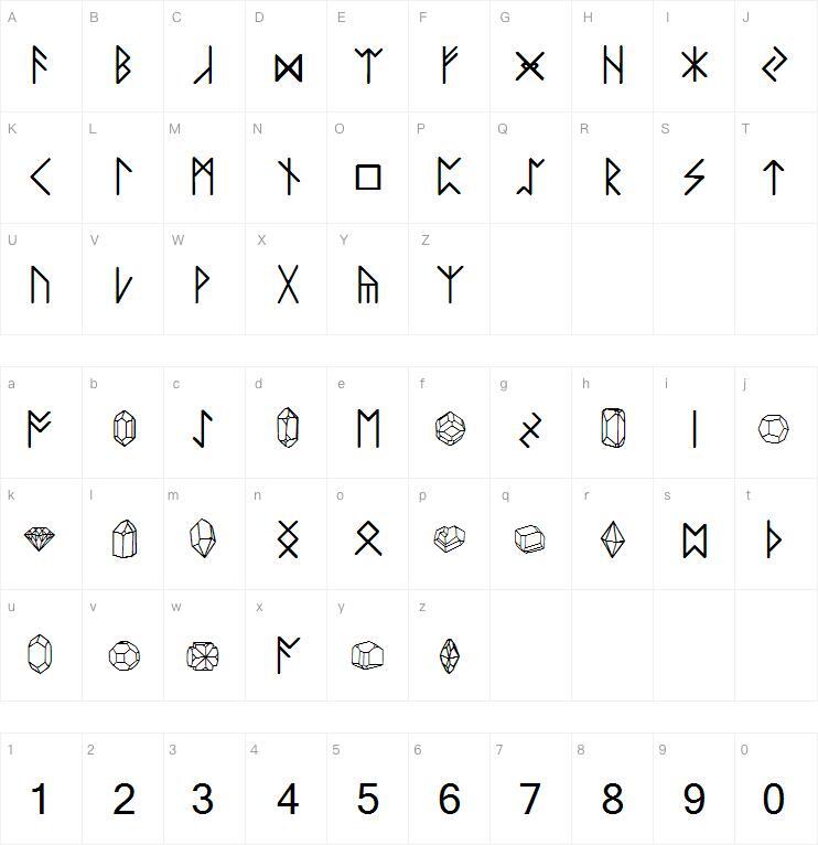 Zillaroonies字体 Character Map