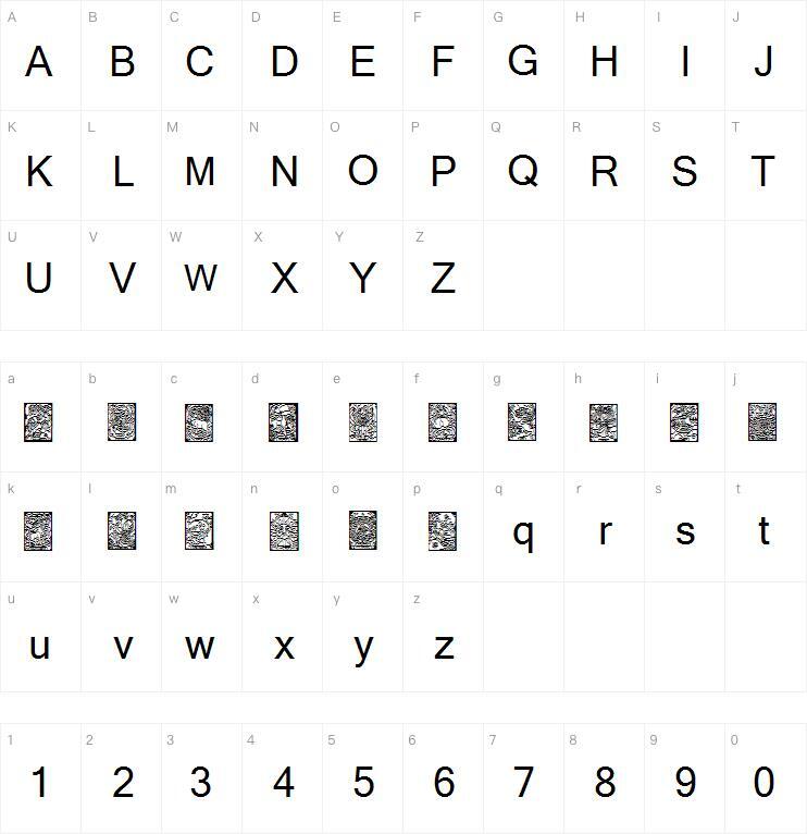 Zodiaclime字体 Mapa de caracteres