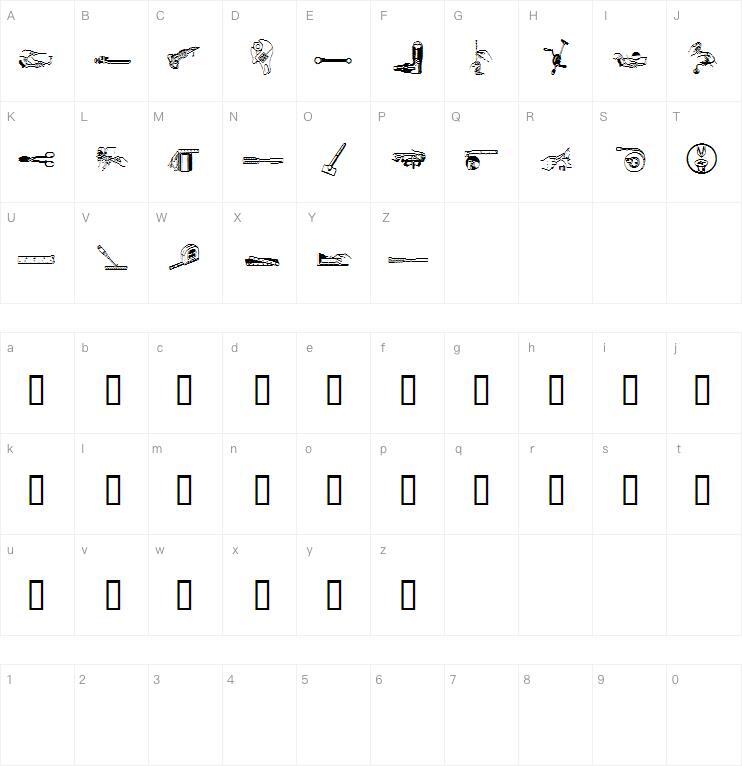 Handymansspecial字体 Karakter haritası