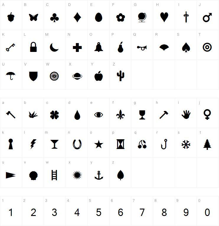 Haroldspips字体 Character Map