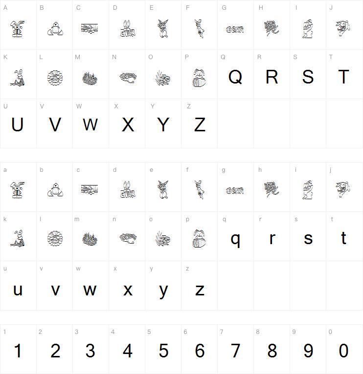 Kreasterno2字体 Mapa de caracteres