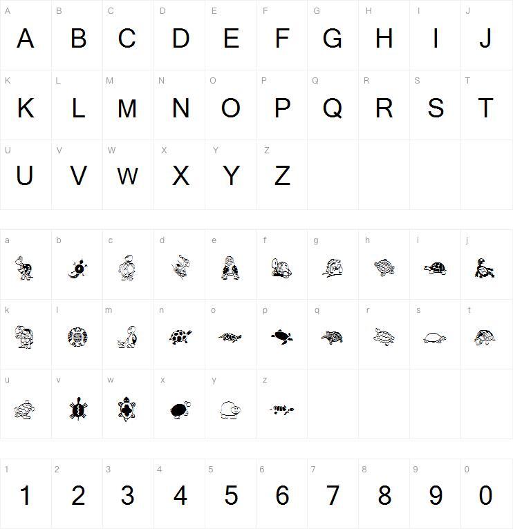 Keyasturtles字体 Mapa de caracteres
