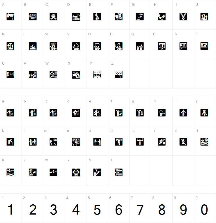 Olympukes字体 Mapa de caracteres