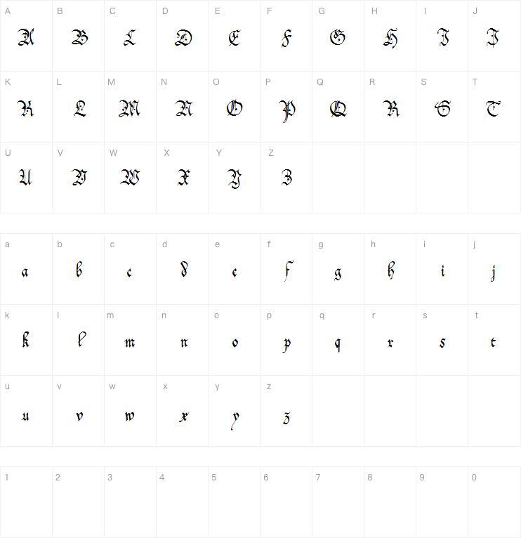 cancillería offenbach字体 Mapa de personajes