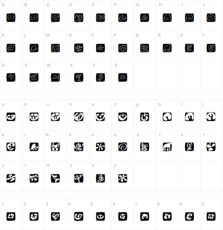 Totalfloral字体 Mapa de caracteres