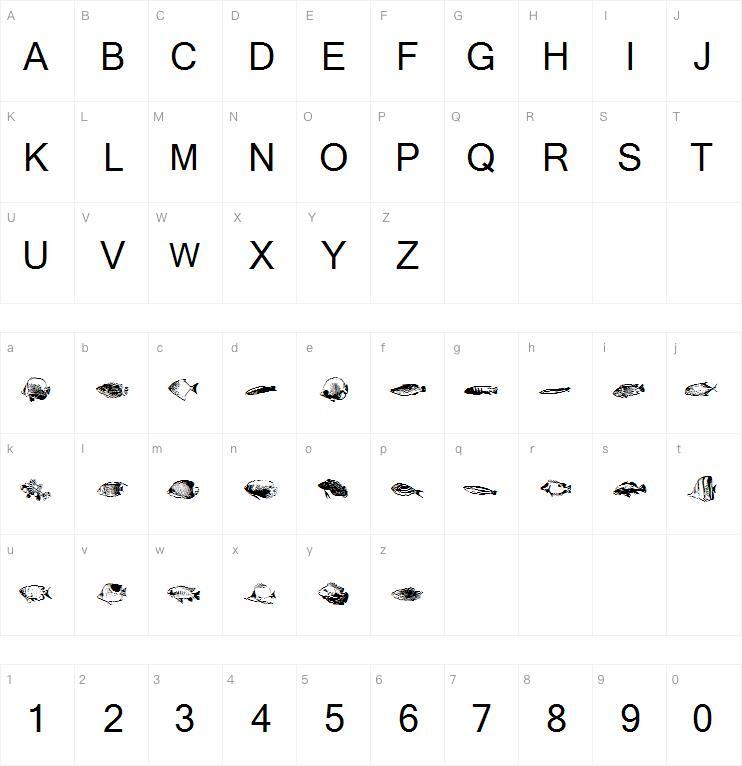 Fishypoa字体 Mapa de caracteres