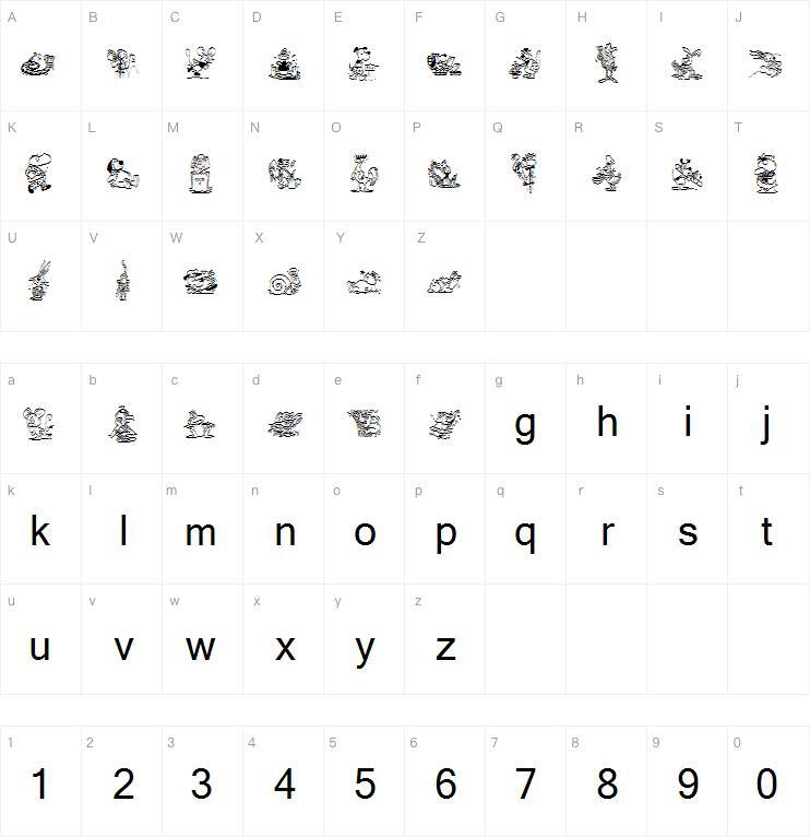 Krazkrit字体 Mapa de caracteres