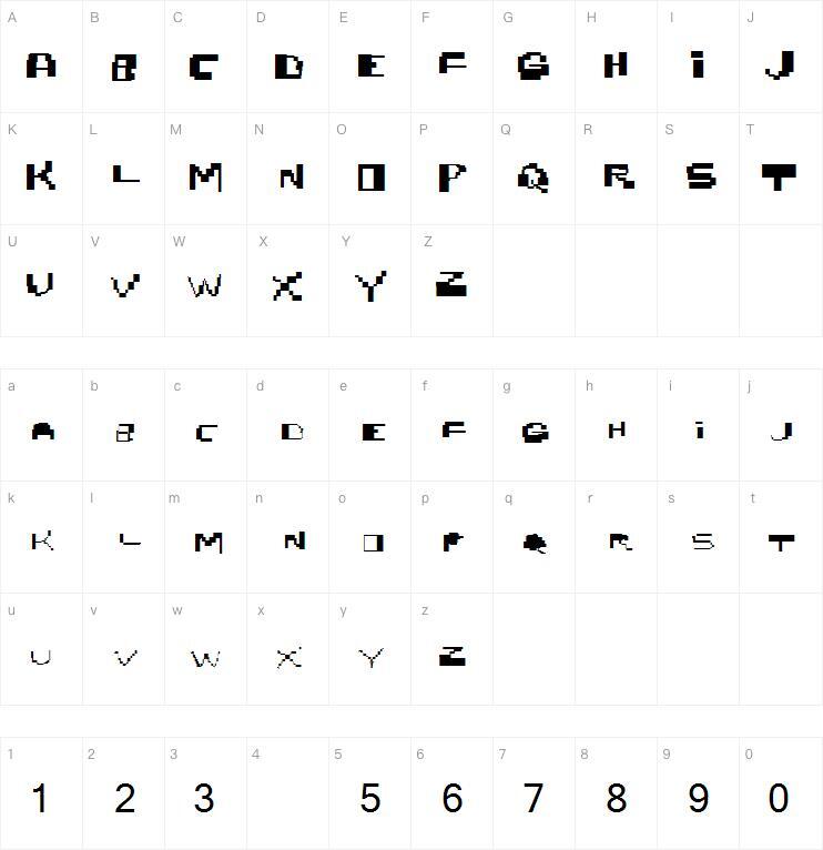 Nobrain字体 Mappa dei caratteri