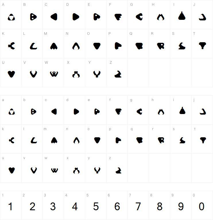 Gammelfitta字体 Mapa de caracteres