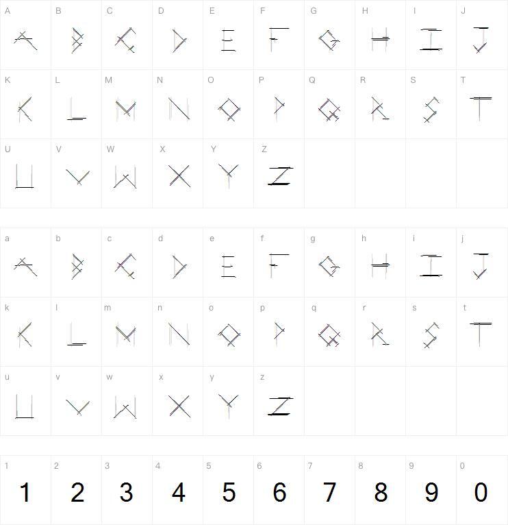 Linearcurve字体 Mapa de personajes
