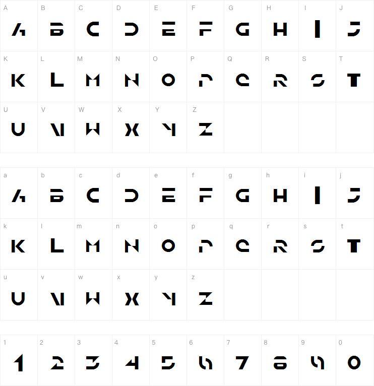 Solasrg字体 Carte de caractère