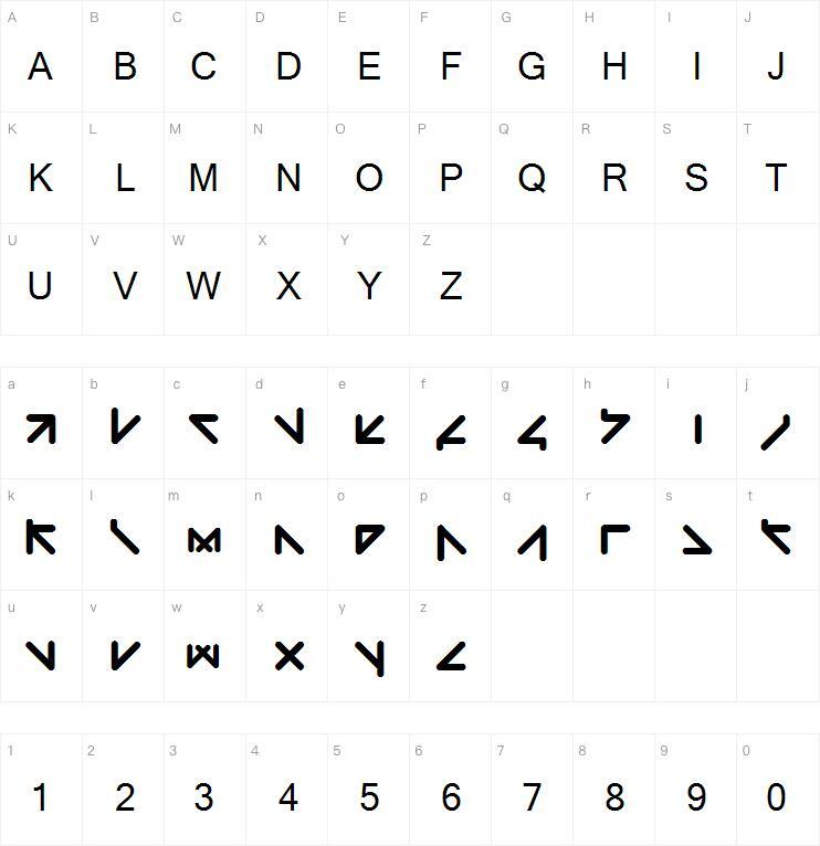 Yawtaht字体 Mappa dei caratteri