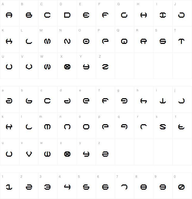 Omegacentry字体 Карта персонажей