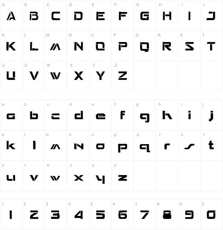 Separate字体 Mappa dei caratteri