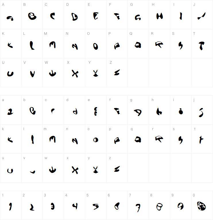Ectoblster 字体 Mappa dei caratteri