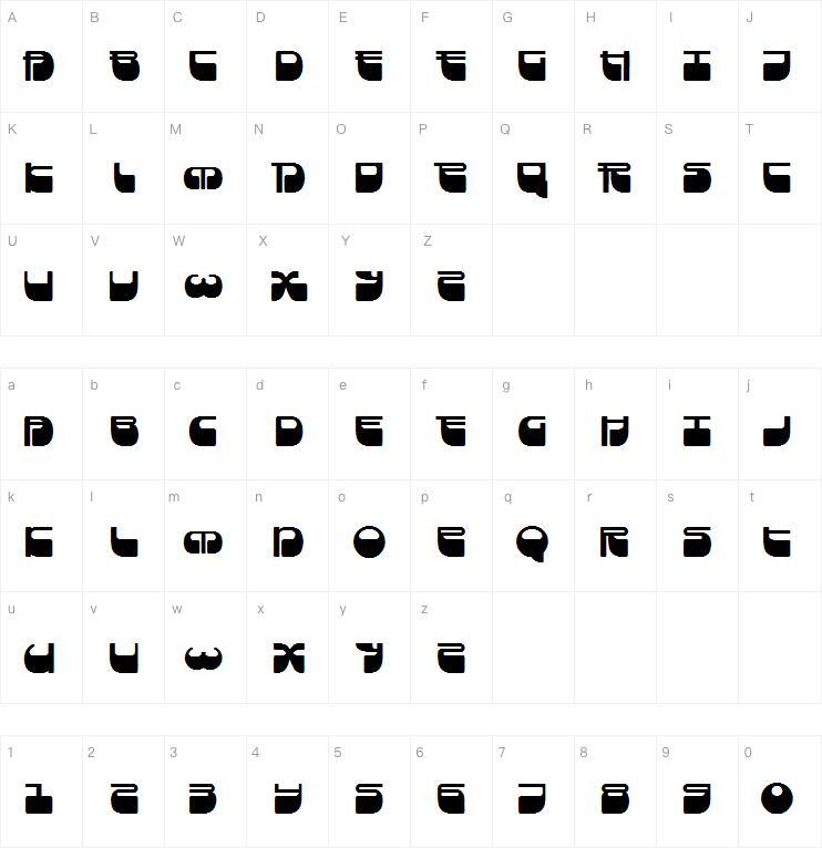 Fragata字体 Mapa de personajes