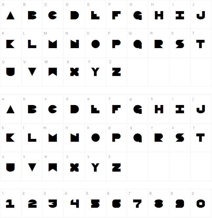 Packer字体 Zeichentabelle
