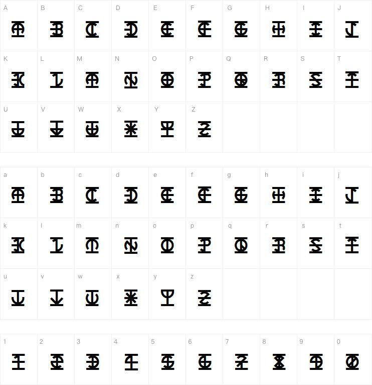 Linterna字体 Mapa de personajes