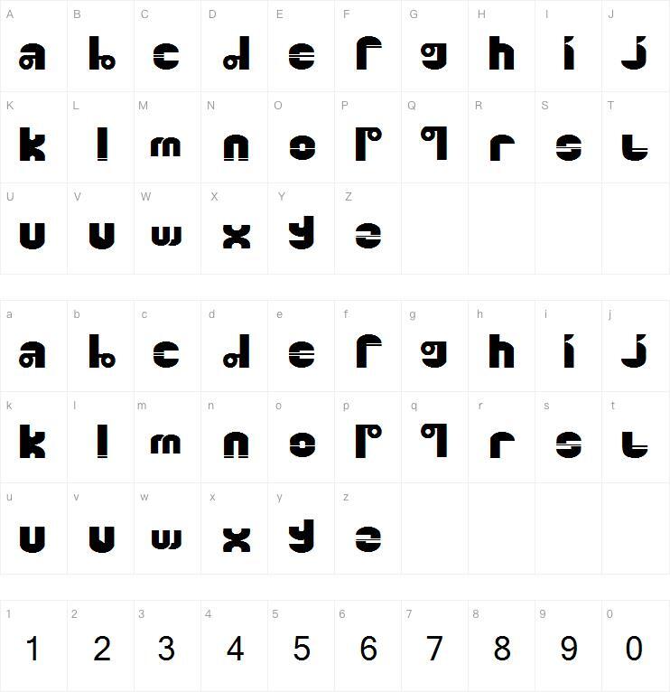 Quinkie字体 Carte de caractère