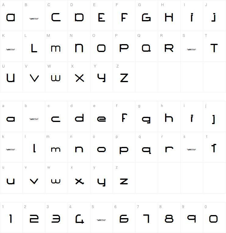 Hyperniu字体 Carte de caractère