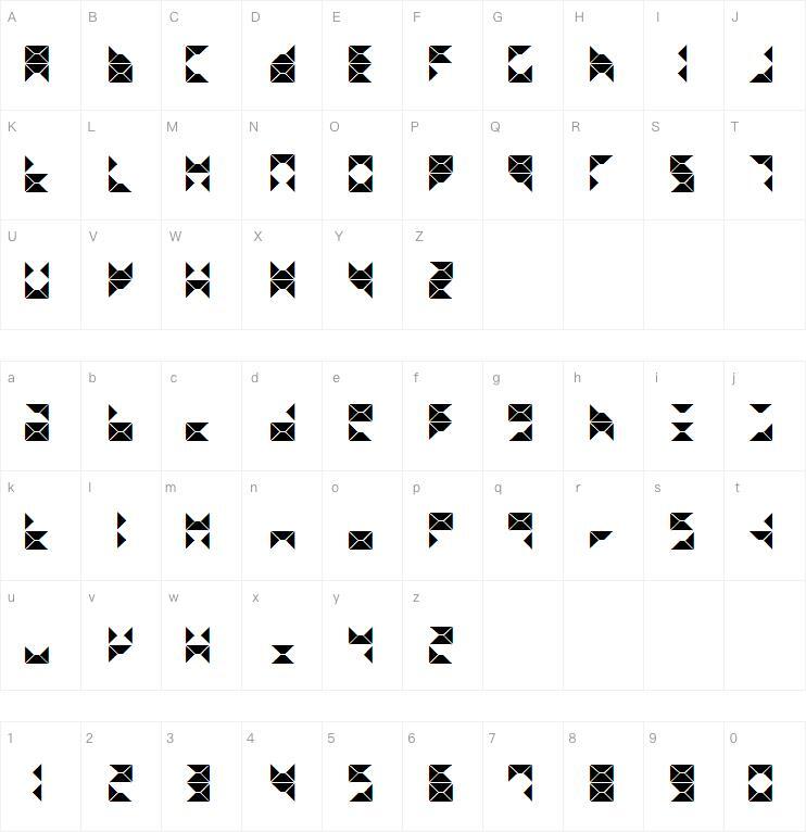 Triangel字体 Mapa postaci
