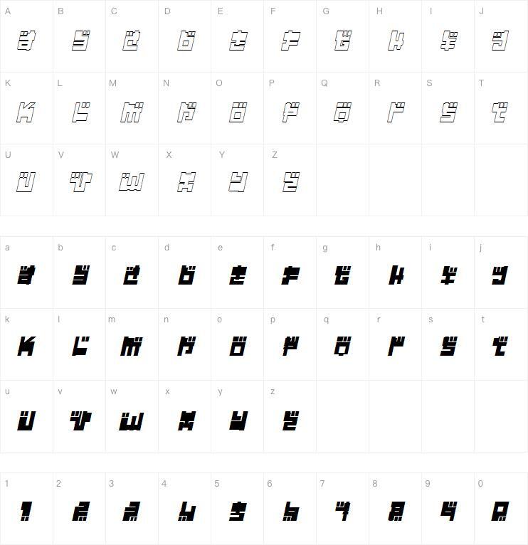 Anul 2000 Replicant字体 Harta caracterului