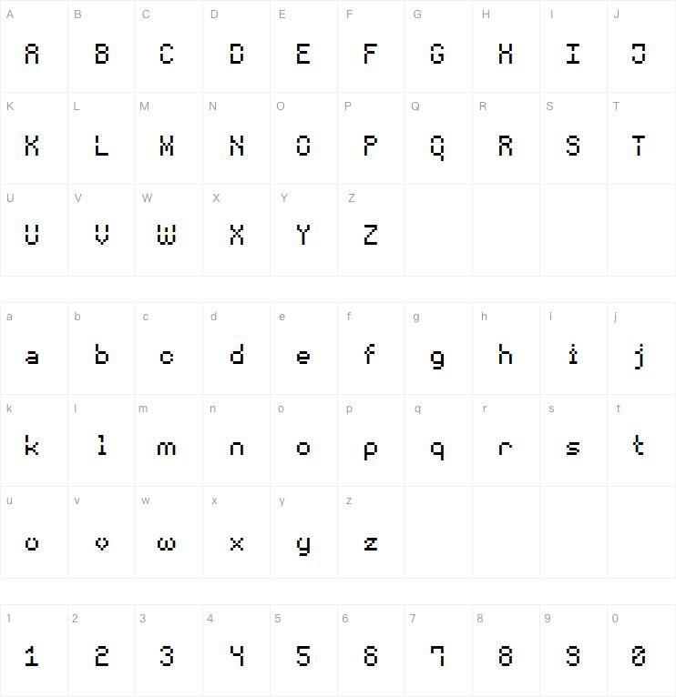 pixel vazio 7字体下载 Mapa de caracteres