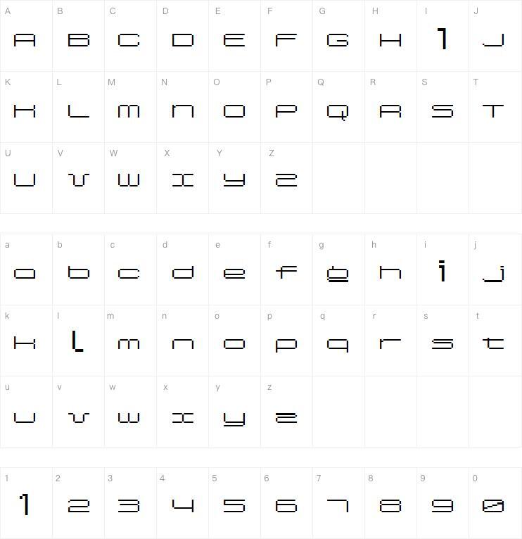 SpreadBitA10字体 Карта персонажей