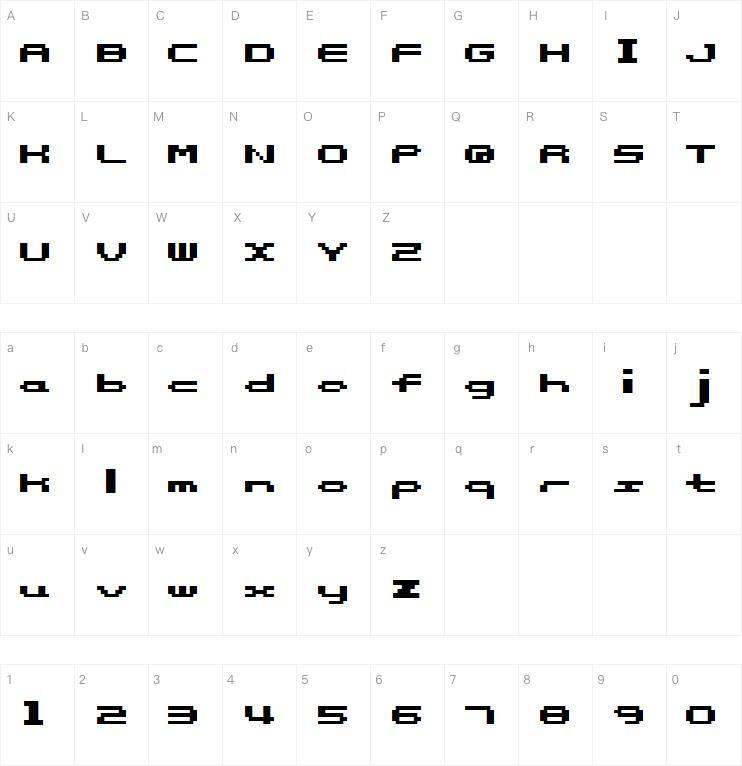 somybmp05_8字体 Mappa dei caratteri